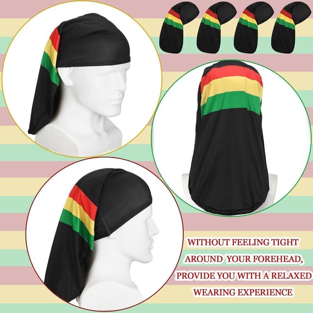 4 Pieces Unisex Dreadlock Cap Long Hair Dreads Head Wrap Sleeping Cap Hair Acces - Picture 5 of 7